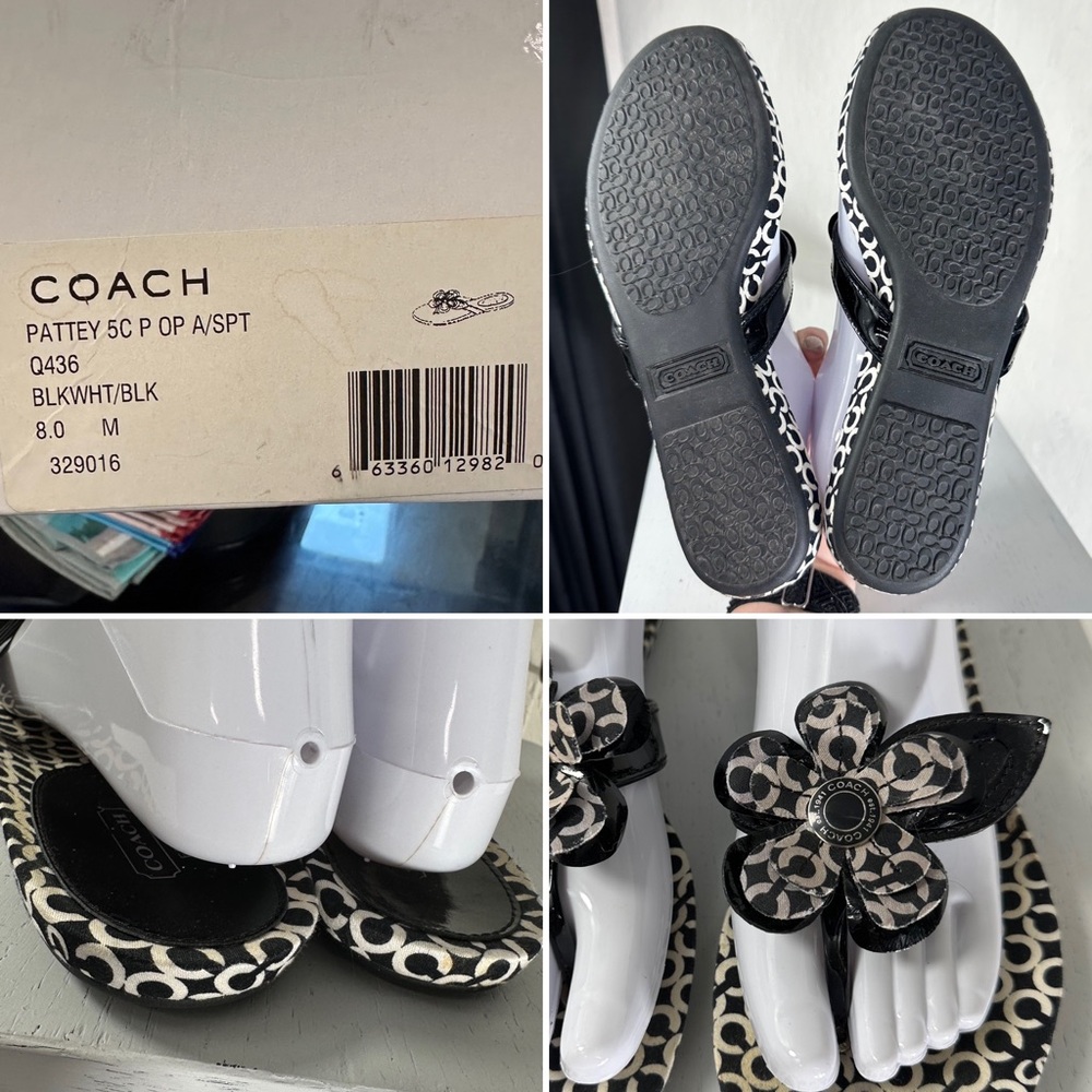 Coach Pattey Sandal Flower Detail Flat Slide Blac… - image 5